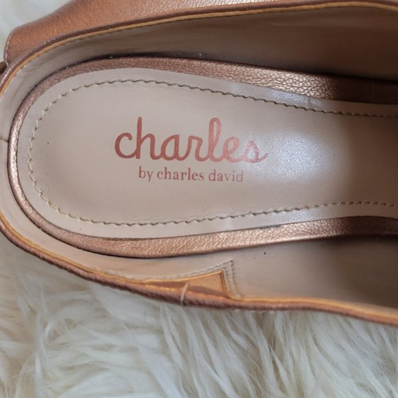 Charles x Charles David Goldie Peep-Toe Mule Genuine Rose Gold Leather Size 8.5 - Picture 5 of 5